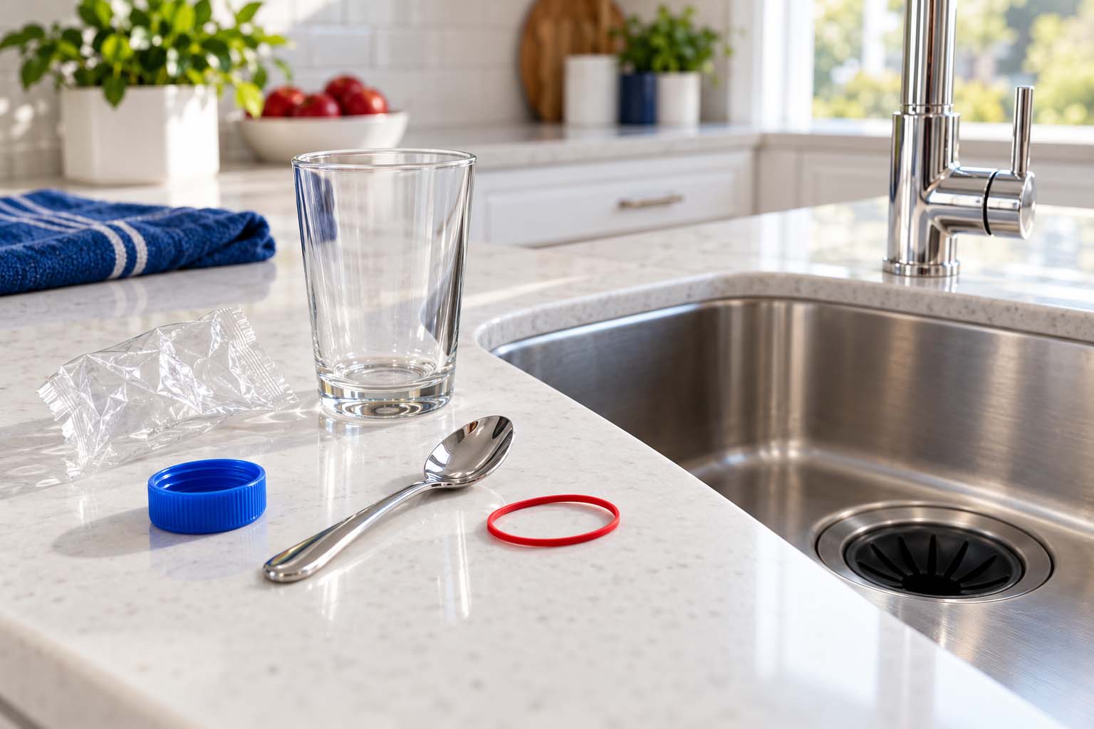 What Should Never Go Down a Garbage Disposal? Nonfood Objects Beside a Clean Sink copy